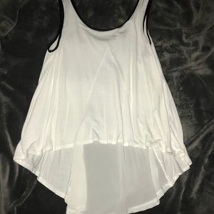 Forever21 White Leather-Trimmed sleeveless top